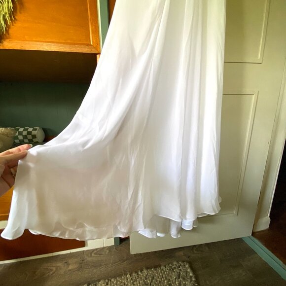 NWT Davids Bridal Halter Chiffon Wedding Dress Size 6 Empire Waist Sweetheart - Picture 2 of 16
